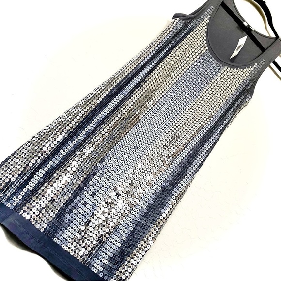 OLD NAVY Sequin Rayon Spandex Shift Grey Sleeveless Dress size XS - Picture 4 of 8